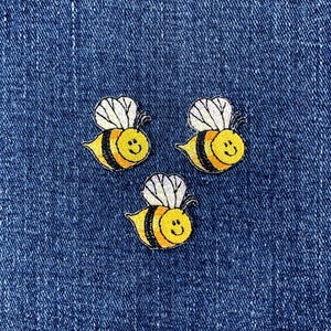 3-Pack Honey Bee Applique Patch - Embroidered Bumblebee Insect Badge 1" (Iron On)
