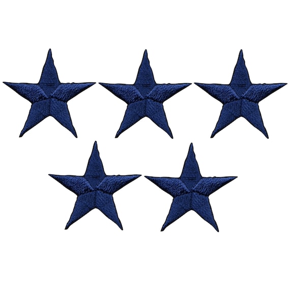 5-Pack, Iron on Navy Blue 1.5 Star Applique Patch