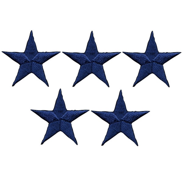 Star Applique Patch - Navy Blue 1.25" (5-Pack, Small, Iron on)