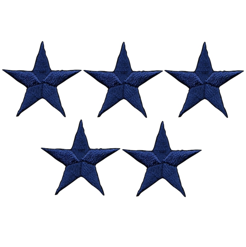 5-Pack, Iron on Navy Blue 1.5 Star Applique Patch