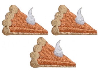 Mini Pumpkin Pie Applique Patch - Food, Thanksgiving 1-1/8" (3-Pack, Iron on)