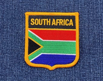 South Africa Patch - Embroidered Flag Shield Badge 2.75" (Iron On)