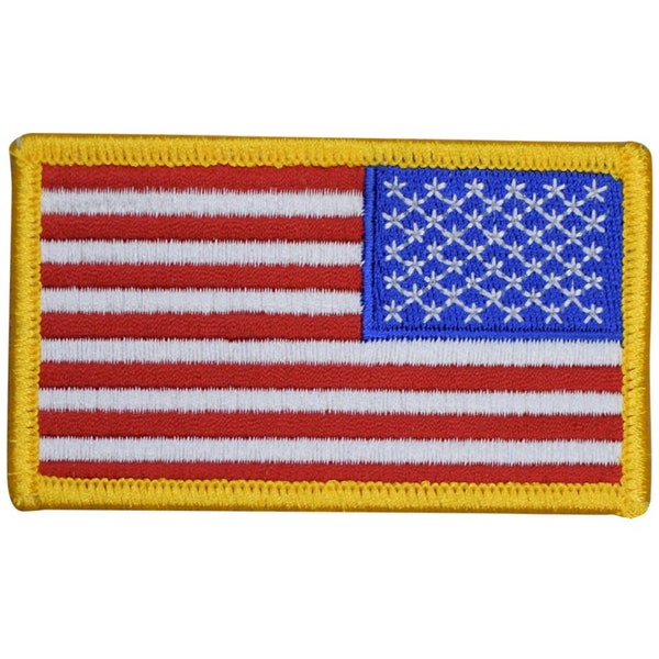 Reverse American Flag Patch - USA, USA Rechte Schulter 3-3 / 8 "(bügeln auf)