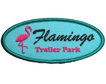 Flamingo Trailer Park Patch - Tropical Bird Badge 4.25" (Iron on)