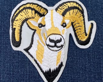 ヴィンテージ ラム パッチ - 大きな刺繍入りビッグホーンシープ バッジ 4インチ (縫い付け用)