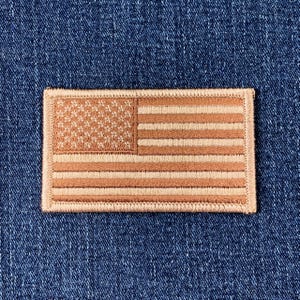 American Flag Patch - Embroidered Desert Camo DCU USA United States Badge 3-3/8" (Iron On)