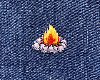 Campfire Applique Patch - Embroidered Fire Pit & Camping Badge 1.5" (Iron On)