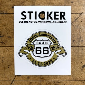 100th Anniversary Route 66 Sticker - Fade Resistant UV Protectant Decal 2.75&quot;