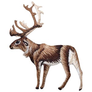 Elk Applique Patch - Embroidered Reindeer Caribou Animal Badge 2-7/8" (Iron On)