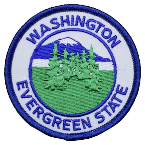 Washington Patch - Evergreen State, Seattle, Olympia Badge 3&quot; (Iron on)