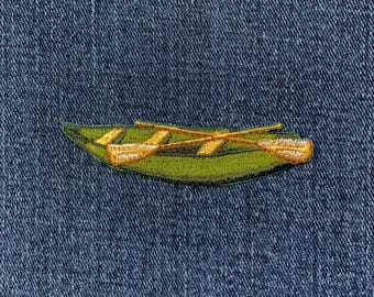 Parche con aplique de canoa - Insignia bordada de naturaleza, lago, estanque o río de 7 cm (para planchar)