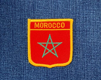 Morocco Patch - Embroidered Country Flag Shield Badge 2.75" (Iron On)