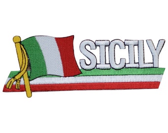 Sicily Patch - Italy, Mediterranean, Regione Siciliana Badge 4-7/8" (Iron on)