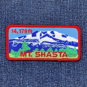 Mount Shasta Patch - Embroidered California Hiking Badge 4" (Iron On)