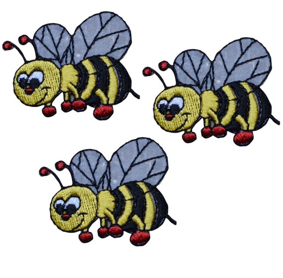 Bee with Boxing Gloves 3-Pack, Iron on Bumblebee Patch Applique