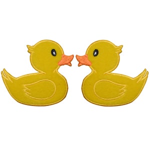 Yellow Rubber Ducky Applique Patch Set - Duckie, Duck Badge 3&quot; (2-Pack & Sold Individually, Iron on)