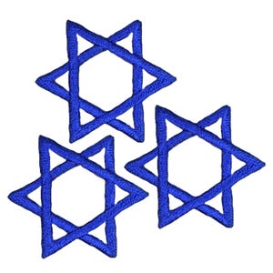 3-Pack Star of David Applique Patch - Mini Blue Embroidered Badge 1" (Iron on)