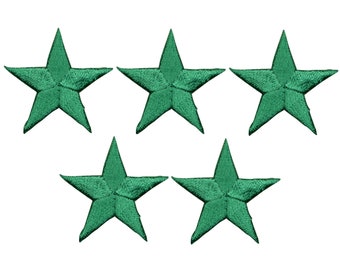 Parche con aplique de estrella - Verde 1.25" (paquete de 5, para planchar)