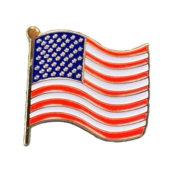 Vintage American Flag USA Gold Tone Enamel Lapel Pin (GW3 Vintage American Flag USA Gold Tone Enamel Lapel Pin (GW3