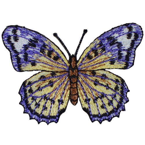 Blue Butterfly Iron-On Embroidered Patch - Insect Bug Badge For Crafts & Clothing