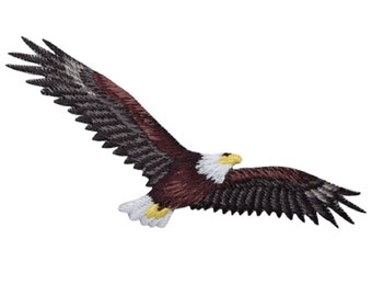 Bald Eagle Applique Patch - Soaring Bird, Animal Badge 4.5" (Iron on)