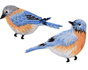 Blue Bird Applique Patch Set - Bluebird Badge (2-Pack or Sold Individually, Iron on)