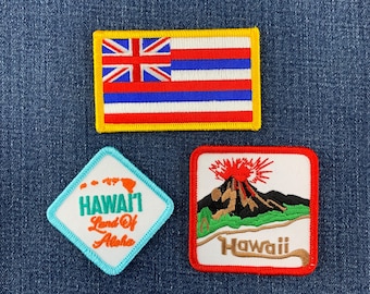 Juego de 3 parches de Hawái: insignias bordadas de islas volcánicas hawaianas (para planchar)