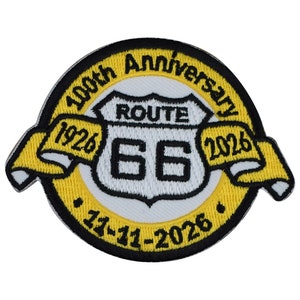 Parche del Centenario de la Ruta 66 (1926-2026), insignia de la Ruta 66 de 8,9 cm (termoadhesivo)
