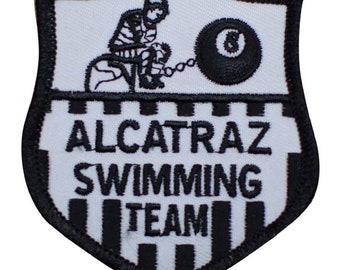 Alcatraz Patch - Swimming Team, 8 Ball, San Francisco, California 3" (Iron on)