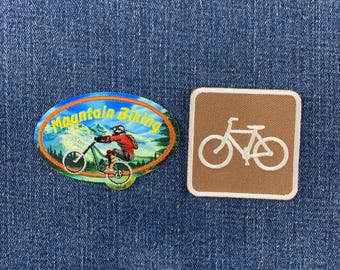 2er-Pack Mountainbike-Aufnäher-Set – Gestickte Fahrrad- und Radwegschilder-Aufnäher (zum Aufbügeln)