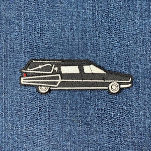霊柩車用アップリケパッチ - 刺繍入り葬儀車両バッジ 3.75インチ (アイロン接着式)
