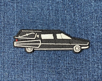 Applique de corbillard - insigne de véhicule funéraire brodé 3,75" (fer à repasser)