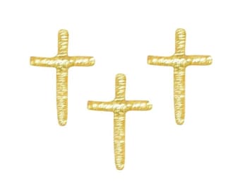 3-Pack Cross Applique Patch - Mini Gold Embroidered Christ Jesus Badge 1/2" (Iron On)