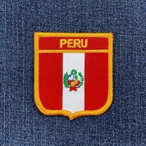 Peru Patch - Embordered Flag Shield Badge 2.75" (Iron On)