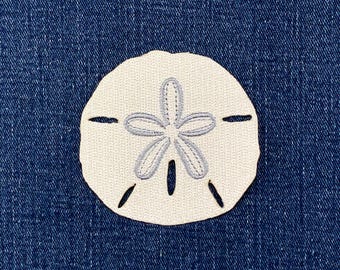 Large Sand Dollar Patch - Embroidered Seashell & Beach Badge 2.75" (Iron On)