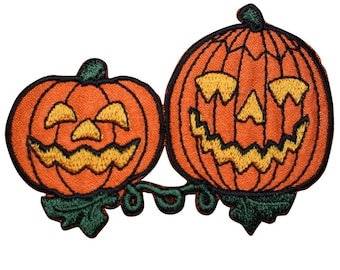 Jack-O-Lantern Applique Patch - Halloween, Pumpkin Badge 3" (Iron on)