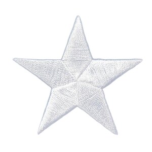 Large White Star Applique Patch - Embroidered Badge 2.25" (Iron On)