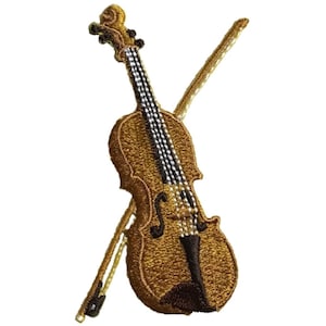Violin Applique Patch - Fiddle Music Instrument Band 3.25&quot; Badge (Iron on)