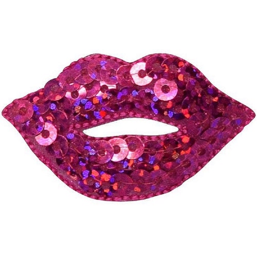 Pink Lips Applique Patch Sequin Face Mask Accessory - Etsy