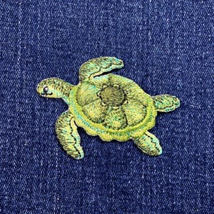 Sea Turtle Applique Patch - Embroidered Sea Creature Badge 2.5" (Iron On)