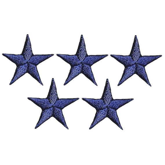 White Star Applique Patches - 7/8" Small Iron-On Patches (5-Pack) | Sew-On Embroidered Stars For Crafts & Repairs
