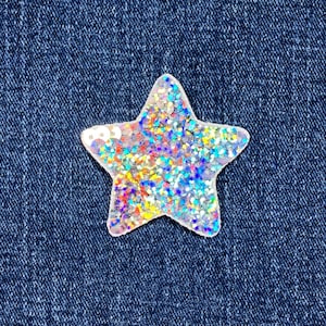 Sequin Star Applique Patch - Embroidered Decorative Badge 2&quot; (Iron On)