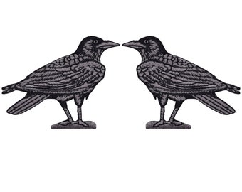 Raven Applique Patch Set - Bird Badge 3" (2-Pack, Iron on)