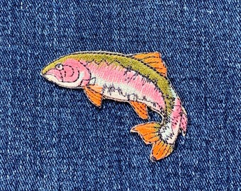 Rainbow Trout Fish Applique Patch - Embroidered Fly Fishing Badge 2-1/8" (Iron on)
