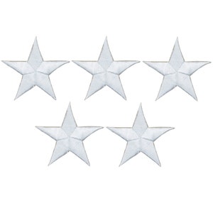 Star Applique Patch - White 1.5" (5-Pack, Iron on)
