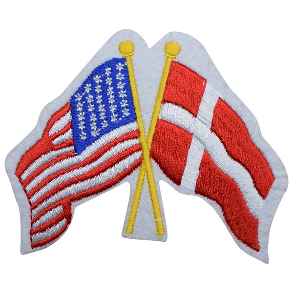 Denmark and USA Patch - United States, Nordic Flags 3-7/8" (Iron on)