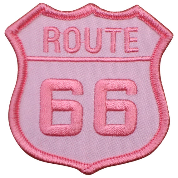 Pink Route 66 Patch - Embroidered Highway Sign Badge 2.5