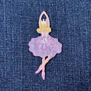 Applique écusson ballerine irisé - Badge de danseuse de ballet brodé 3-1/8" (repassage)