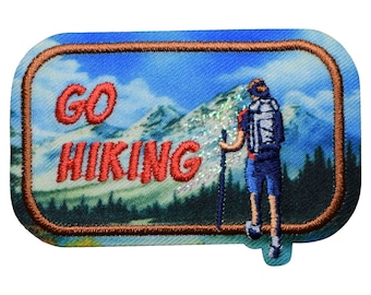Écusson de randonnée – Plein air, nature, sac à dos Badge 6,3 cm (fer à repasser)