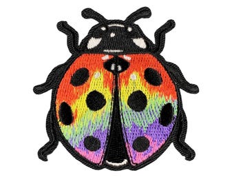 Rainbow Ladybug Patch - Embroidered Colorful Insect Badge 2.5" (Iron On)